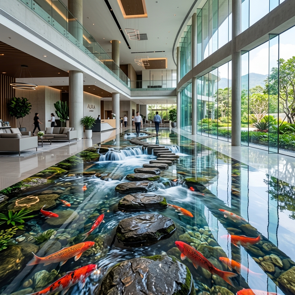 3D Scenic Nature waterfall floors